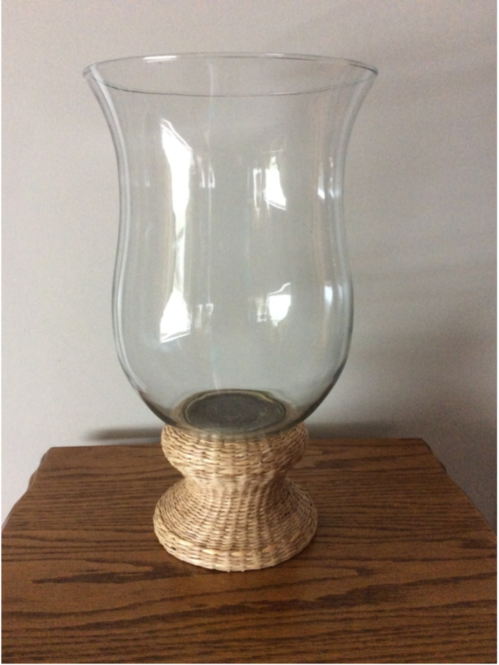 Home Goods Clear Glass & Beige Woven Rattan Vase One Size